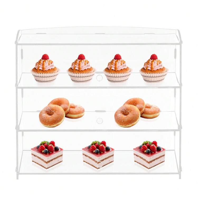 HOHOBLA Acrylic Display Case Countertop Bakery Display Case Cookie Candy Display Shelves Cabinet Showcase For Cupcake Donut Bakery ,Figure Display Case For Collectibles (3 Tiers) [Wonderful Gift For Family&Friends] - 清除 - 查看 9