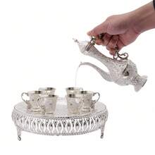 YUNRUX European Coffee Cup And Teapot Set, Tea Service Set, Tea Service Set For Tea Table Decoration Living Room, Dining Room, Company - Silver - View 8