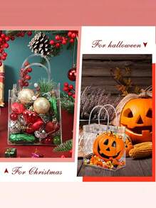 1 件加厚透明 PVC 手提袋、PVC 沙滩包节日派对手提袋、礼品袋、可重复使用的透明手提袋、购物袋、派对袋、工艺手提袋、派对礼品袋、婚礼礼品糖果盒手提袋、圣诞节、万圣节礼品袋、礼品纪念品袋，适用于婚礼派对和生日礼物包装（不含丝带）