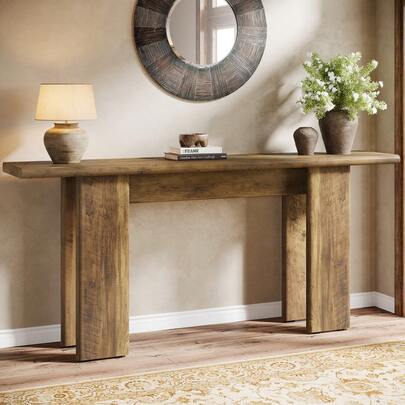Tribesigns 70.87" Extra Long Console Table For Entryway, Mid-Century Modern Sofa Table Behind Couch For Entry, Entrance, Hallway, Living Room, Narrow Long, Brown