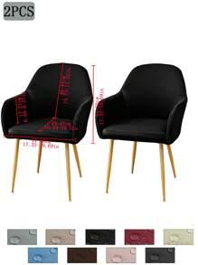 1件/2件/4件/6件装纯色牛奶丝新款弧形薄款座椅套，经典简约设计，防水（非100%防水），防尘，适用于客厅、餐厅、书房等场所，100%涤纶薄款弧形椅套，房间装饰 - 彩色 - 查看 28