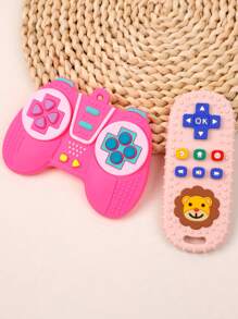 2pcs Silicone Teethers - Remote Control & Game Controller Teething Toys, Educational & Fun Sensory Chew Toys For 6-12 Months Babies