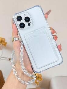 透明防摔手机壳带卡槽和链条，适用于 14 Pro Max、13、11、XR、7/8、Galaxy S24、A04、A12、A13、A14、A23、A24、A32、A33、A51、A52、A53、A54、A72、S20 FE、Redmi 9、Redmi 9A