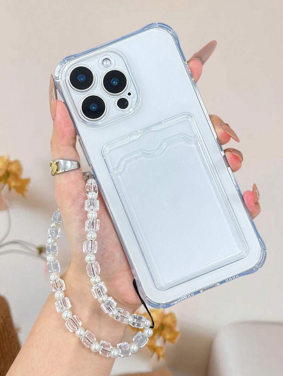 透明防摔手机壳带卡槽和链条，适用于 14 Pro Max、13、11、XR、7/8、Galaxy S24、A04、A12、A13、A14、A23、A24、A32、A33、A51、A52、A53、A54、A72、S20 FE、Redmi 9、Redmi 9A