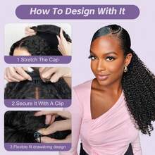 Kinky Curly Half Wig Human Hair 200 Density 3 In 1 Seamless Flip Over Half Wigs Human Hair Glueless Wear And Go Beginner Friendly Kinky Curly Wig Human Hair Drawstring Headband Wig For Women 20 Inch - Natural Black - 查看 3