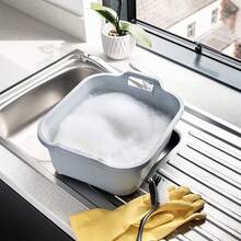 Addis 517936 Large Rectangular 10 Litre Washing Up Bowl With Handles, Black, 39 X 32 X 14 Cm - Gris claro reciclado ecológico - Ver 5