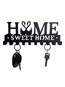 1pc Metal Wall Hook, Heart & "Home" Design, Sturdy Iron Material, Matte Black Finish, Rust & Waterproof, Suitable For Kitchen, Bathroom, Entryway, Key/Towel Rack - Multicolor - View 18