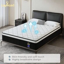 LoyRoad 12/14 Inch Memory Foam Queen Mattress, Twinxl, Full, Queen, King Mattress, Built-In Independent Pocket Spring, Provides Edge Support, Medium Hardness, Does Not Contain Fiberglass, No Odor, Strong Breathability, Anti-Fall And Wear-Resistant