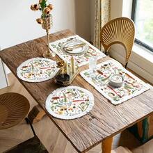1 Stück/4 Stücke/6 Stücke geflochtene Platzmatte mit Fransen, Isoliermatte, Tischdekor in Wald, Pilz und Blumen Restaurant, geflochtene Platzmatte für Wohnzimmer, rutschfeste Platzmatte, rund und quadratisch optional.