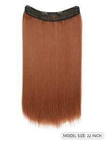 nimoki 22Inch Invisible Wire Hair Extensions For Daily Use Straight Wire Hairpiece Synthetic Hair Extensions With Transparent Adjustable Wire For Women(Redwood) - Redwood - View 8