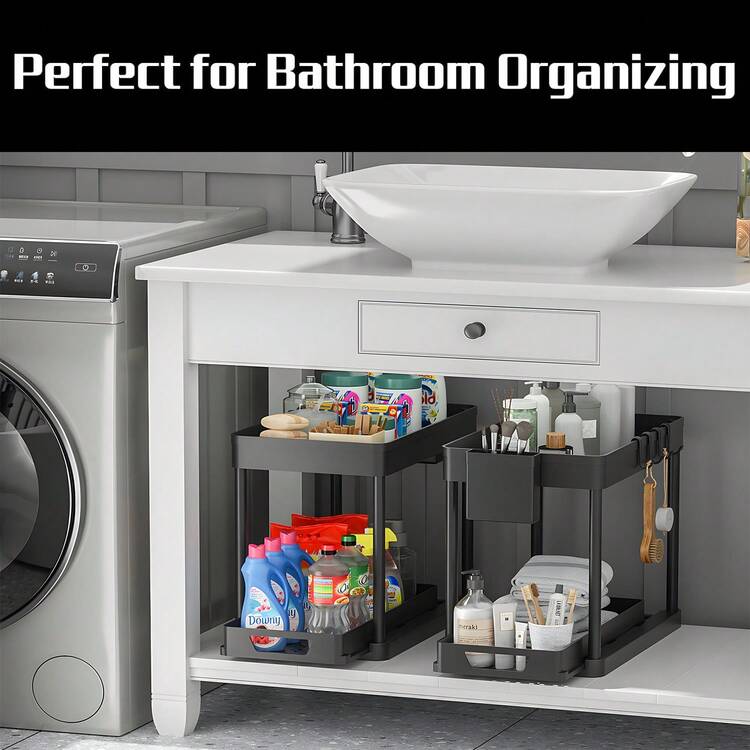 1pc Sliding Mechanism Shelving Unit, Portable Collection Rack, Multi-Use Storage Rack, For Vanity Occupants White/Black Accessory Categorized Shelf, Sliding Drawer Unit, Convenient Item Organizer - 白色-1件 - 查看 5