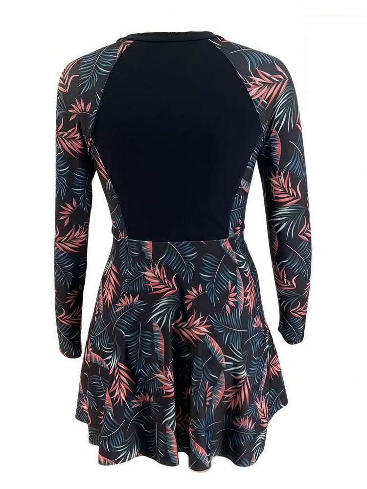Women's Printed Beach Swimsuit Skirt And Shorts Set - màu đen - Xem 9