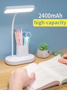 1 件 LED 多功能手机座笔架灯，学生宿舍护眼阅读学习灯，台灯 - 白色 - 查看 3
