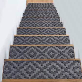 7pcs Stair Carpet Treads, Self-Adhesive Non-Slip Stair Mats For Wooden Steps