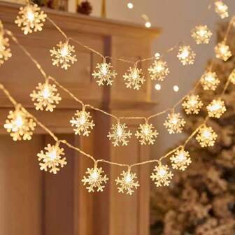 LED Snowflake String Lights - Perfect For Wedding, Halloween, Thanksgiving & Christmas Decor, Cozy Indoor Room Ambiance Christmas Decoration Christmas Tree Gift Decor Thanksgiving Wedding Autumn Decor Birthday Decorations For Gifts Party Supplies Indoor Outdoor Garden Holiday Halloween Christmas Decor Thanksgiving Wedding Autumn Decor Birthday Decorations For Gifts Party Supplies Indoor Outdoor Garden Holiday Halloween Decor Halloween Ornaments