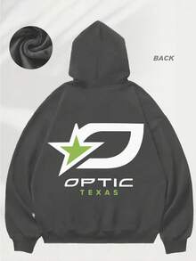 Hooded Sweatshirt Black Optic Texas Logo Print For Gaming Enthusiasts - Grey - View 6