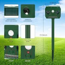 4 Pack Solar Ultrasonic Animal Repellent Outdoor, Cat Squirrel Raccoon Bird Dog Deer Repellent Devices With PIR Motion Sensor & LED Flash, Waterproof Animal Deterrent For Garden Yard Farm - Green - View 6