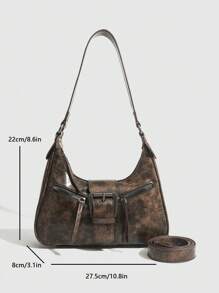 1 pieza Bolso cruzado de mujer de unicolor de piel de PU, impermeable, estilo británico retro para hombro/debajo del brazo, bolso de estilo Y2K chic para debajo del brazo adecuado para chicas, damas, estudiantes, trabajadores de oficina, viajeros, salidas escolares