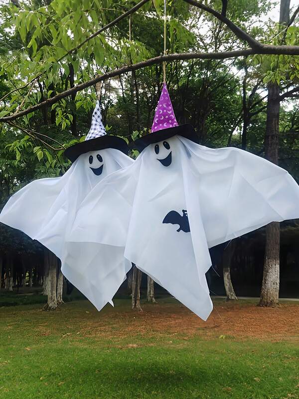 1 pieza Decoraciones de Halloween para exteriores, Decoraciones colgantes de fantasma, Fantasma volador blanco colgante, Decoración de jardín y patio, Decoración espeluznante para fiesta de Halloween