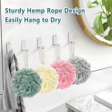 1pc Bath Loofah Sponge, Shower Loofah Exfoliating Body Scrubber Sponge, Bath Mesh Pouf Ball For Women And Men Home Bathroom Decor Fall Decor Back To School - Multicolor - View 3