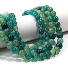 1pc Green Dragon Pattern Agate Stone Beads, 6/8/10mm Natural Stone Beads - Green - View 8