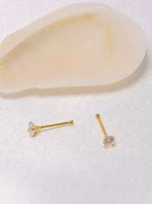 1pc 24G 925 Sterling Silver Nose Rings Studs Cubic Zirconia Nostrial Piercing Body Jewelry 2.5mm CZ Piercing Nose For Women