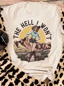 Women's Casual Short Sleeve Round Neck T-Shirt - Apricot - View 1