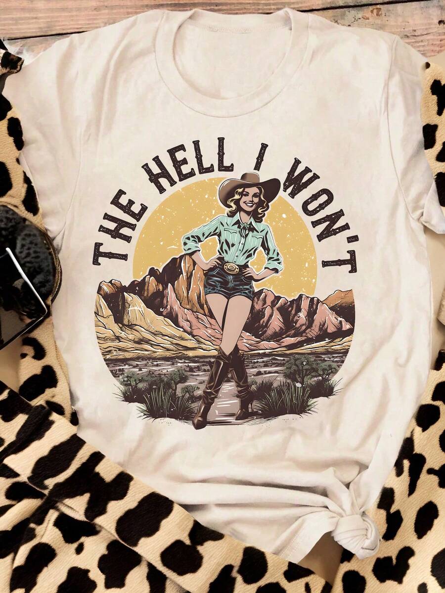 Women's Casual Short Sleeve Round Neck T-Shirt - Apricot - View 1