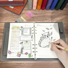 A5 Binder Refillable Notebook - Elegant Hardcover, 160 Pages Of 100G Thick Paper, 6-Ring Design With Pen Loop And Pockets - Ideal For Writing, Travel, Work, And School (Pink)-209586 - Hồng - Xem 7