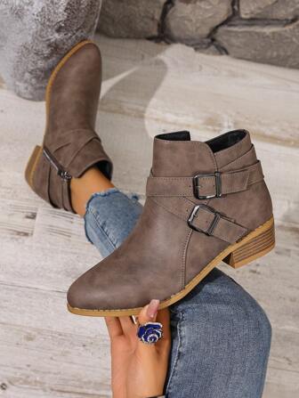 2025 New Thick Heel Women's Ankle Boots, Side Zipper Short Boots, Autumn/Winter Boots, Low/Mid Heel Women Shoes, College Student Short Boots, Classic Women's Ankle Boots, Versatile Ladies Ankle Boots And Short Boots, Fashion Women Boots, Chelsea Ankle Boots