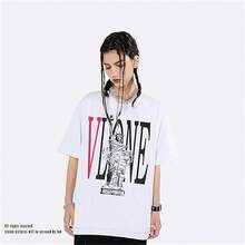 Fashion Men's Short Sleeved T-Shirt V Letter Printed Tops Casual Couple T-Shirt Hip Hop Short Sleeved Tops - 風格 V12 - 查看 4