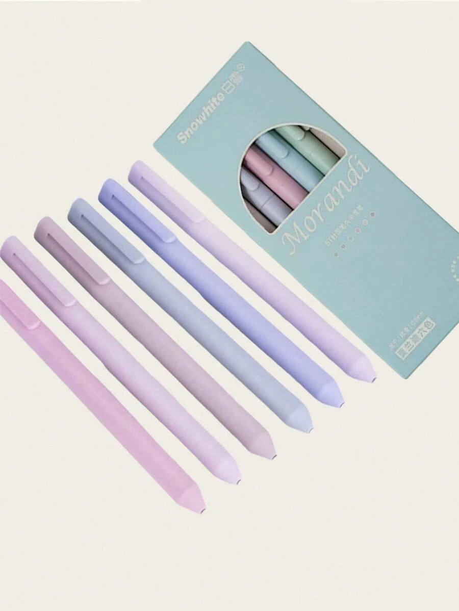 6支装旋转中性笔旋转笔0.5mm子弹头签字笔办公文具学生速干莫兰迪色差笔碳素笔