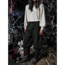 Mens Medieval Pirate Pants Renaissance Viking Knicker Colonial Halloween Cotton Gothic Costume Trousers - 白色 - 查看 4