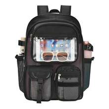 Mesh Backpack 36L Large Heavy Duty Casual Daypack For School And Outdoor Activities With Inner Laptop Compartment, Durable Polyester Material - Black PVC-34L - View 3