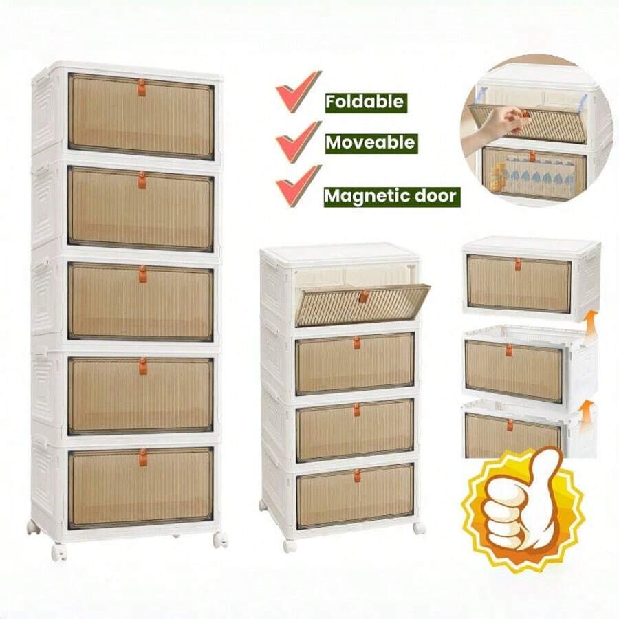 Vandise 3/4/5 Tier Stackable Storage Bins With Lids & 4 Wheels ...
