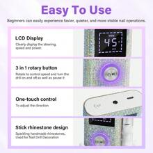 45,000 RPM Professional Rechargeable Nail Grinder With HD Display And Metal Nail Drill Bits, Can Be Used As Nail Lathe And Sander - Multicolor - View 4