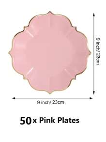 10Pcs/30Pcs-Pack Pink Paper Party Plates With Golden Foil Scalloped Edging For Birthday Wedding (9 Inches) - Pink - View 15