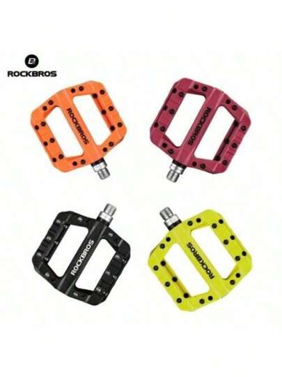ROCKBROS 1 par de pedales MTB: Pedales de plataforma antideslizantes de fibra de nailon ligeros para bicicleta de montaña BMX, pedales de ciclismo duraderos de 9/16", accesorios para bicicleta de montaña y bicicleta de carretera
