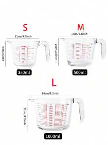 1 件带刻度和手柄的耐高温玻璃量杯，耐热玻璃量杯，多用途大容量可堆叠，方便存放，咖啡量杯，鹰嘴设计易于倾斜，透明容器烘焙测量工具，多功能厨房工具，适用于烘焙，牛奶，水和面粉量杯