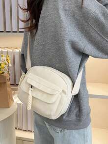 Women's Small Crossbody Bag Cute Canvas Shoulder Purse With Multi Pockets And Adjustable Strap For Daily Essentials - 米色 - 查看 3