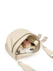 Minimalist Double - Zip Crossbody Bag – Roomy Compartments For Daily Must - Haves, Perfect For Commutes, Outings & Errands - Màu be - Xem 9