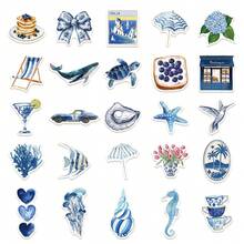 50pcs Blue Ocean Cartoon Creative Stickers, Waterproof Self-Adhesive Decorative Stickers For Photo Frames, Albums, Notebooks, Cups, Classroom Supplies, Suitable For School, Teachers, Weddings, Students, Halloween, Christmas Gifts - Multicolor - View 8