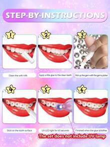 novani 328pcs Teeth Gem Kit(No Uv Lamp), Y2K Teeth Jewelry Kit With Tool Professional DIY Tooth Gem Kit, Fashionable Crystal Gems For Starer Kit - Multicolor - View 6