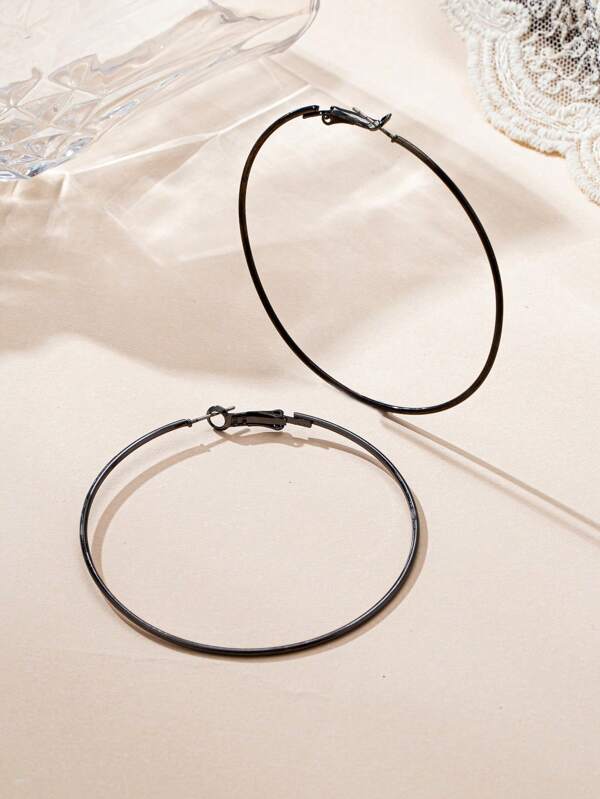 1 Pair Women's Stainless Steel Simple Large Hoop Earrings, Casual Fashion Versatile Accessory