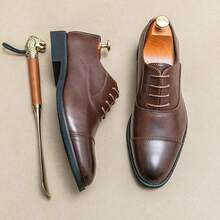 Dress Shoes Men Luxury Business Formal Oxfords Footwear Black Brown Prom Party Fashion Man Wedding Pointed Toe Leather Shoes Office Oxford Shoes Gentleman Work Men's Shoes 2024 New Fashion Party Brock Career Casual Derby Shoes  Casual - màu nâu - Xem 2