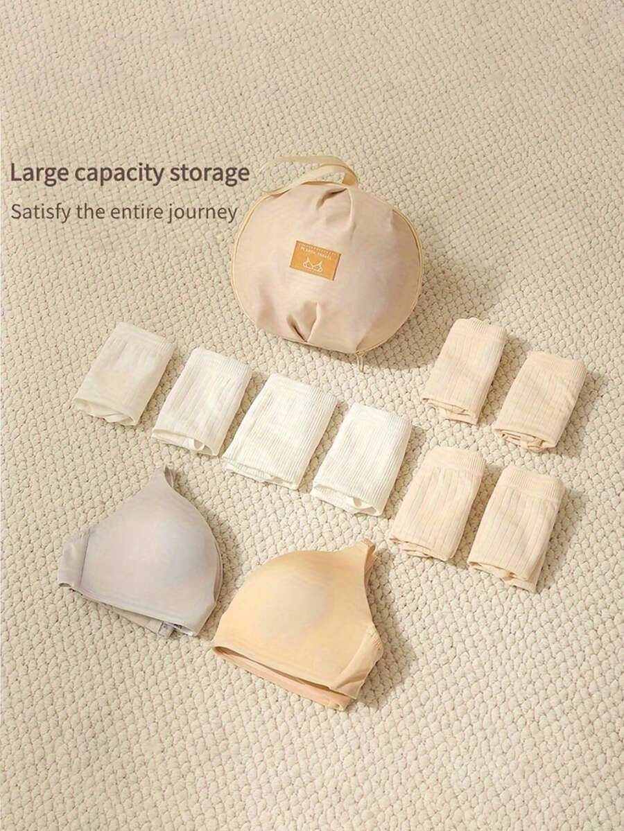 1pc Round Underwear Storage Bag, Lightweight And Easy To Carry, Ideal For Organising Bras And Underwear When Travelling. Convenient For Sorting And Storing, Can Be Carried By Hand Or Hung Up, One For Each Family Member, A Must-Have For Home And Travel. - Multicolor - View 1