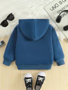 Young Boy Solid Color Drop Shoulder Long Sleeve Zip Front Casual Loose Hoodie Jacket, Suitable For Autumn And Spring Wear. This Jacket Is Not Only Suitable For Going To School, But Also Suitable For Wearing At Home.