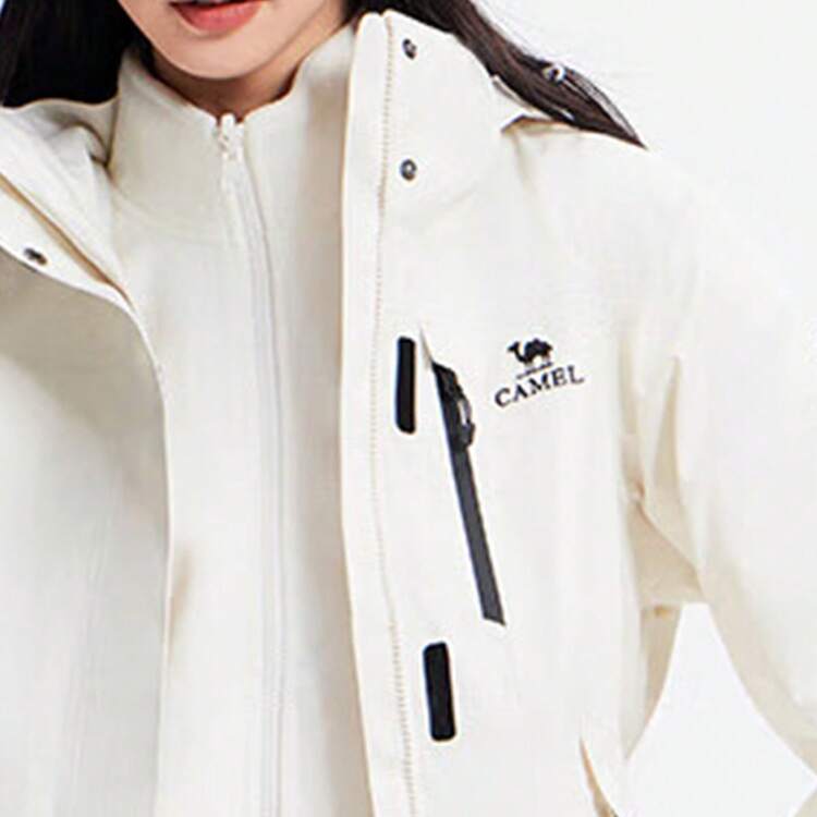 CAMEL CROWN Chaqueta impermeable y resistente al agua para senderismo al aire libre para mujer - Blanco cálido - Añade 4