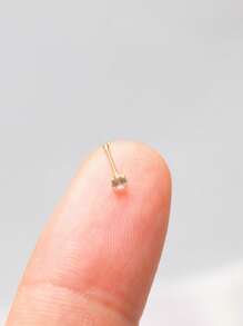 1pc 24G 925 Sterling Silver Nose Rings Studs Cubic Zirconia Nostrial Piercing Body Jewelry 2.5mm CZ Piercing Nose For Women