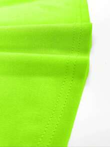 S390997 Solid Color Crew Neck Cropped Top And Wide Leg Pants Suit - Fluorescent Green - View 4
